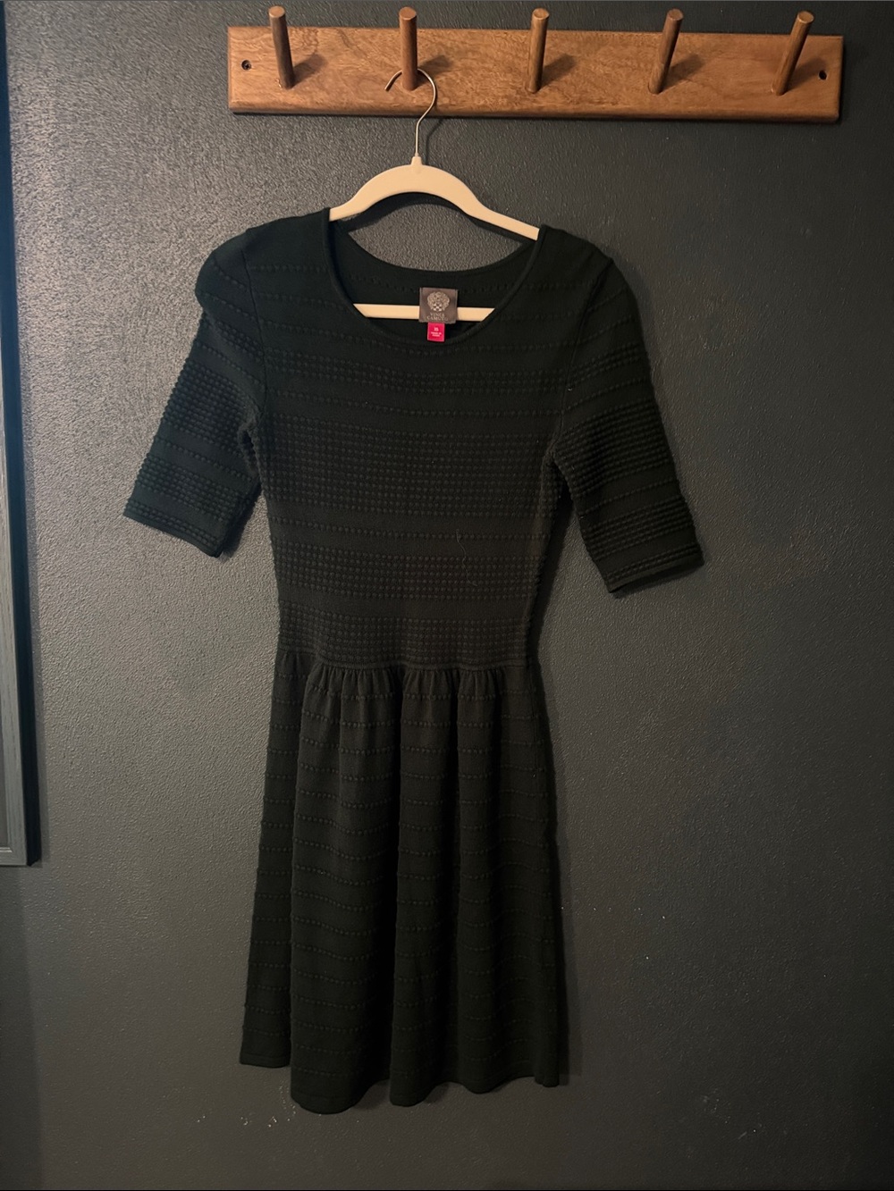 Vince Camuto Green Textured Fit & Flare Midi Dress